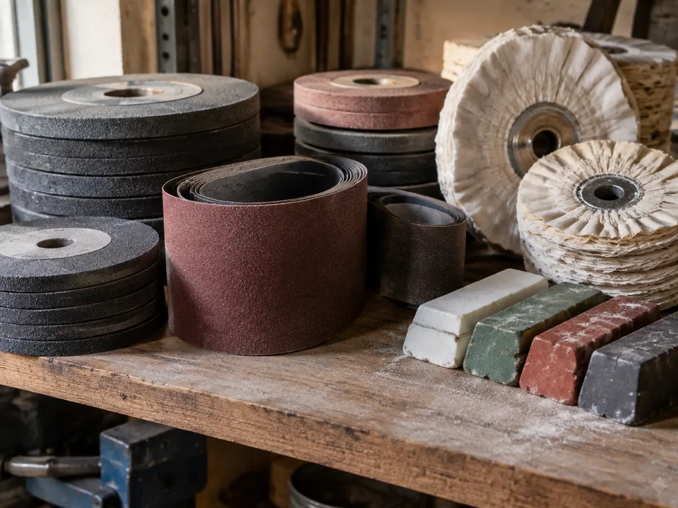 Abrasives and Polishing in a Sialkot surgical instrument workshop